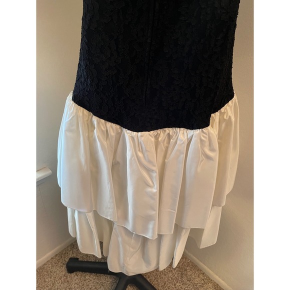 Susan Roselli Vijack Black Lace Off Shoulder Ruffled Bow Party Dress 9-10 USA - Picture 5 of 9